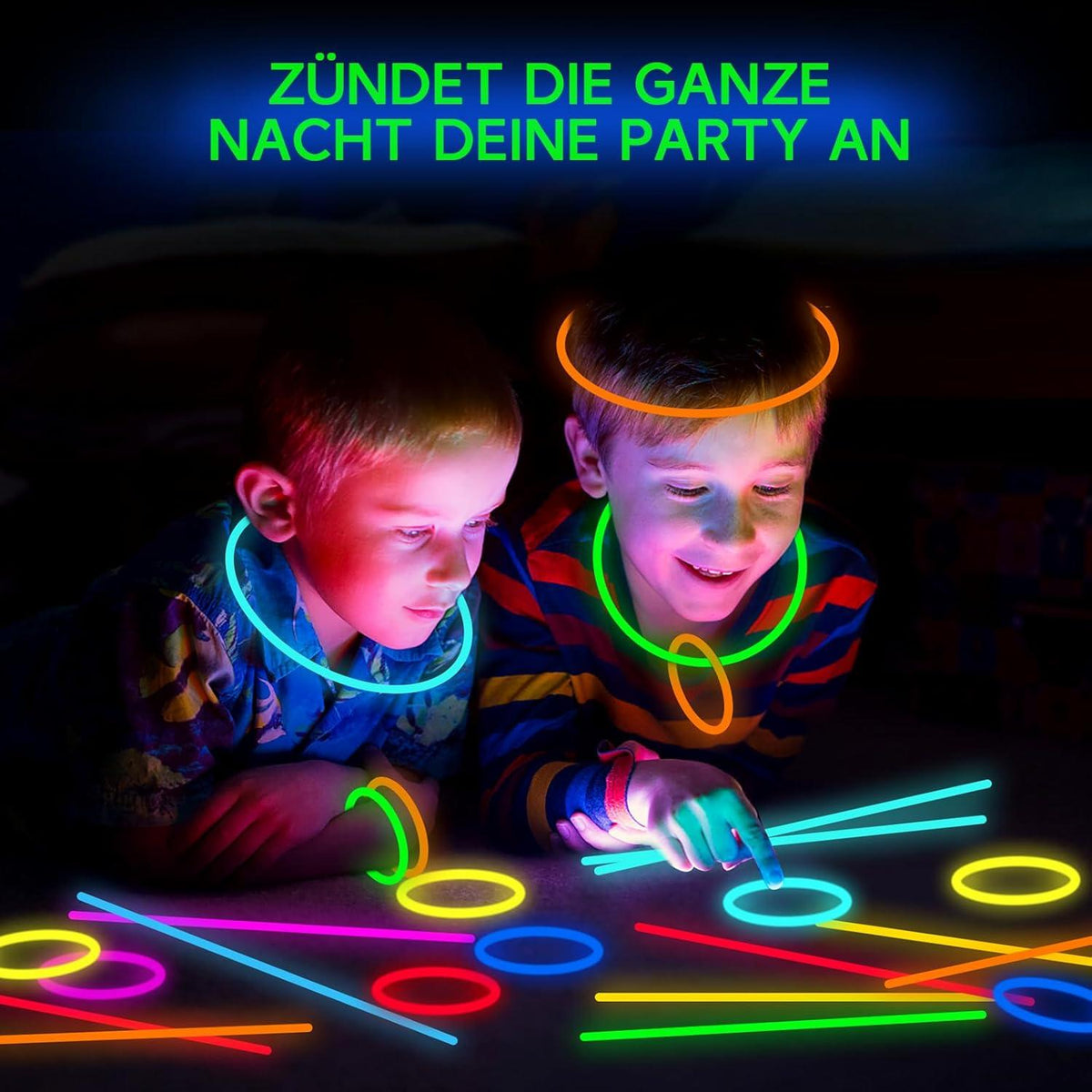 40 Neon Leuchtstäbe Knicklichter Set Party Zubehör Glow Sticks