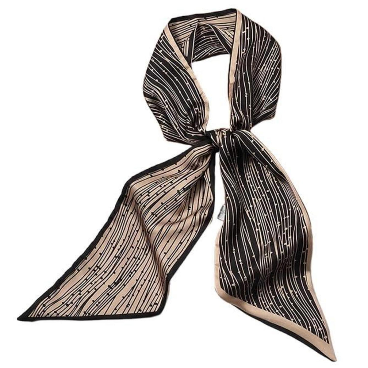 Seidenschal Damen 148x13,5 cm mit Punkten und Streifen, beidseitig tragbar