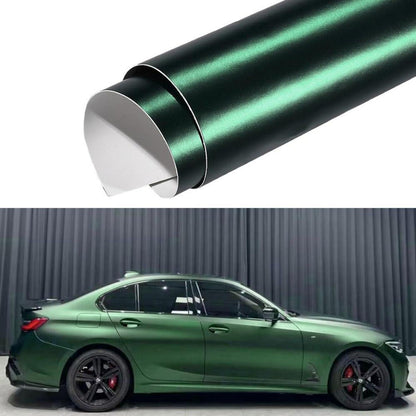 Dunkelgrüne Matt Metallic Autofolie mit Luftkanälen (75x152cm)