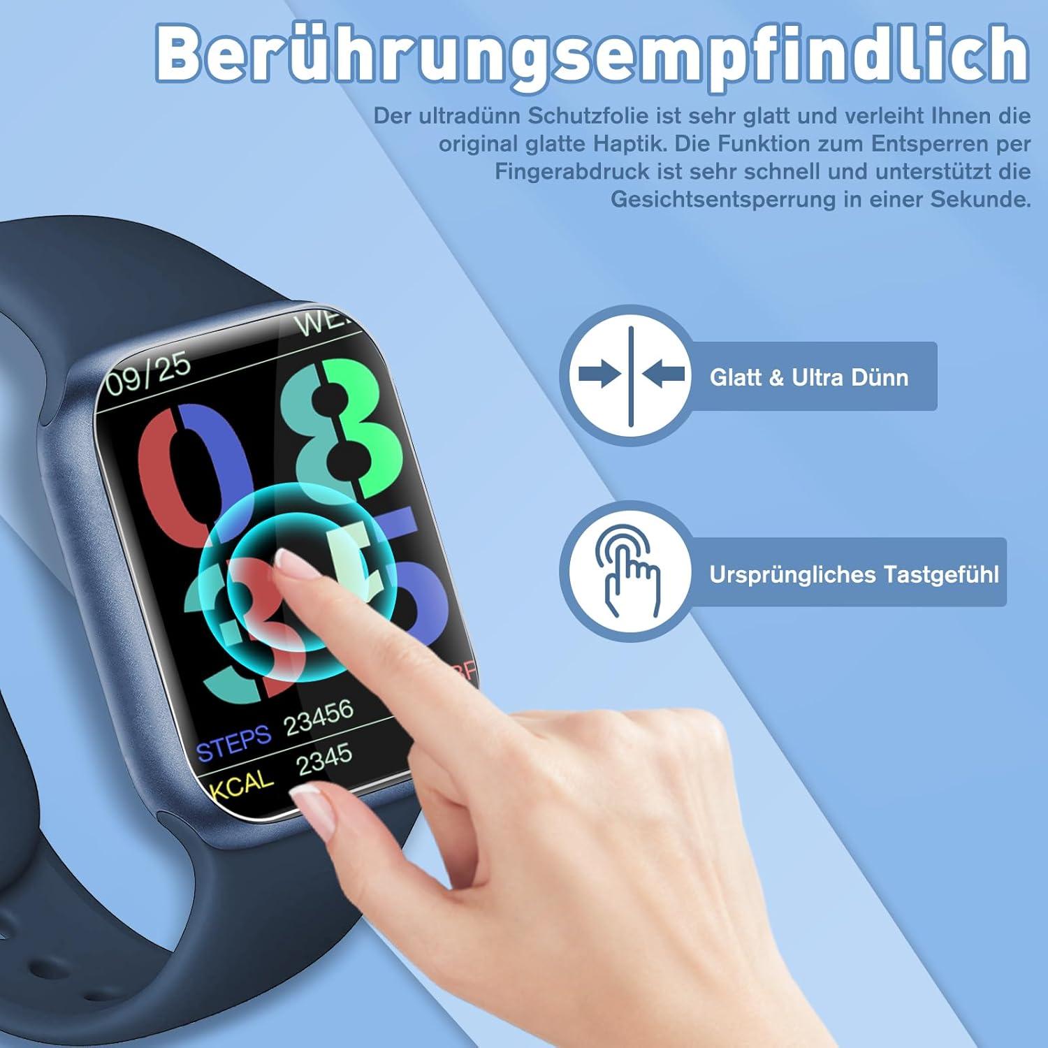 Panzerglas Apple Watch 41mm Schutzfolie 4 Stück TPU Displayschutz