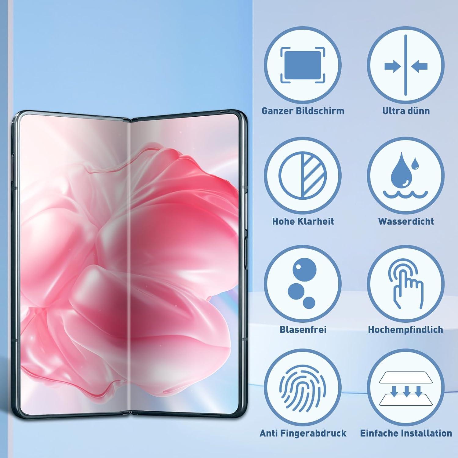 Panzerglas für Samsung Z Fold 5, 2er Set Flexibles TPU Displayschutz