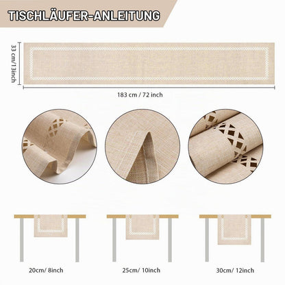 Tischläufer Beige 183x33 cm Leinenoptik Wasserabweisend Modern