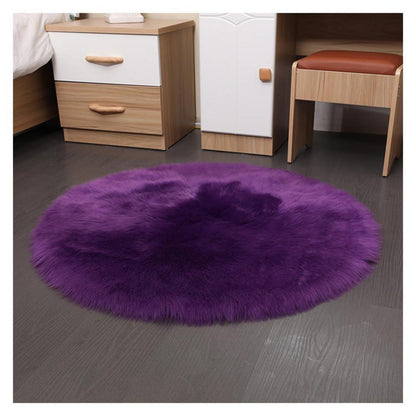 Runder Schaffellteppich Lila Flauschig 180x180cm