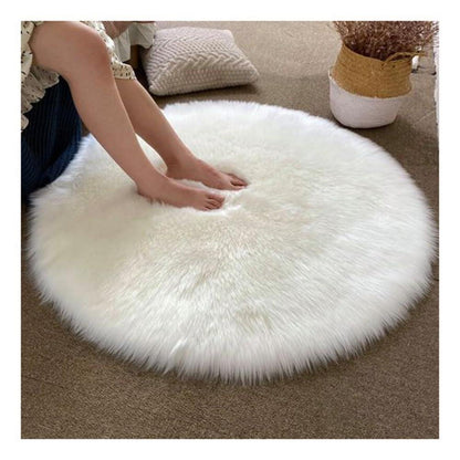 Runder Schaffellteppich Lila Flauschig 180x180cm