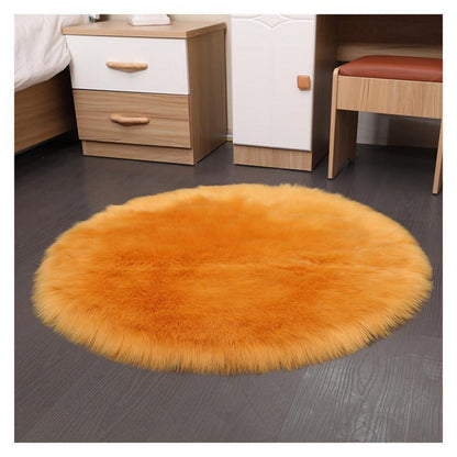 Runder Schaffellteppich Kunstfell Flauschig 150cm Kamel
