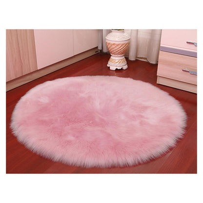 Runder Schaffellteppich Flauschig Hellrosa 150x150cm