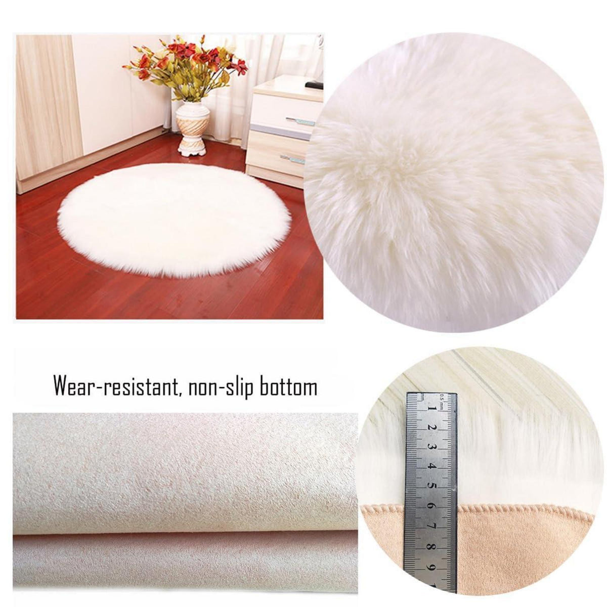 Runder Schaffellteppich Flauschig Hellrosa 110x110cm