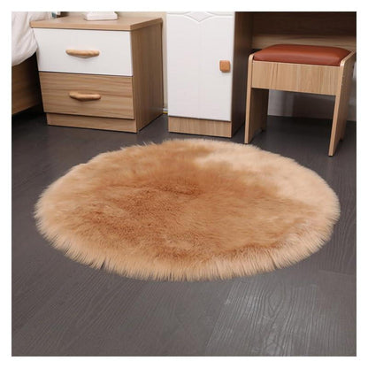 Runder Schaffellteppich Flauschig 100cm – Weicher Kunstfell Teppich
