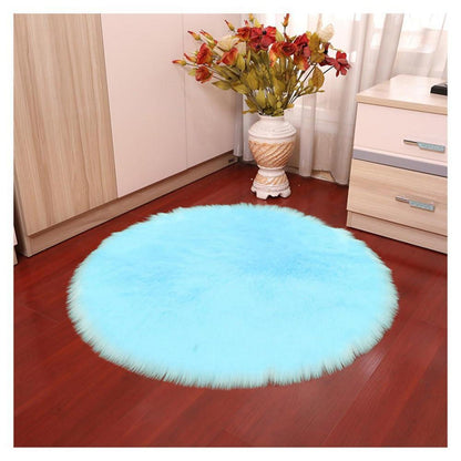 Runder Schaffellteppich Himmelblau – Flauschig & Weich 180x180cm
