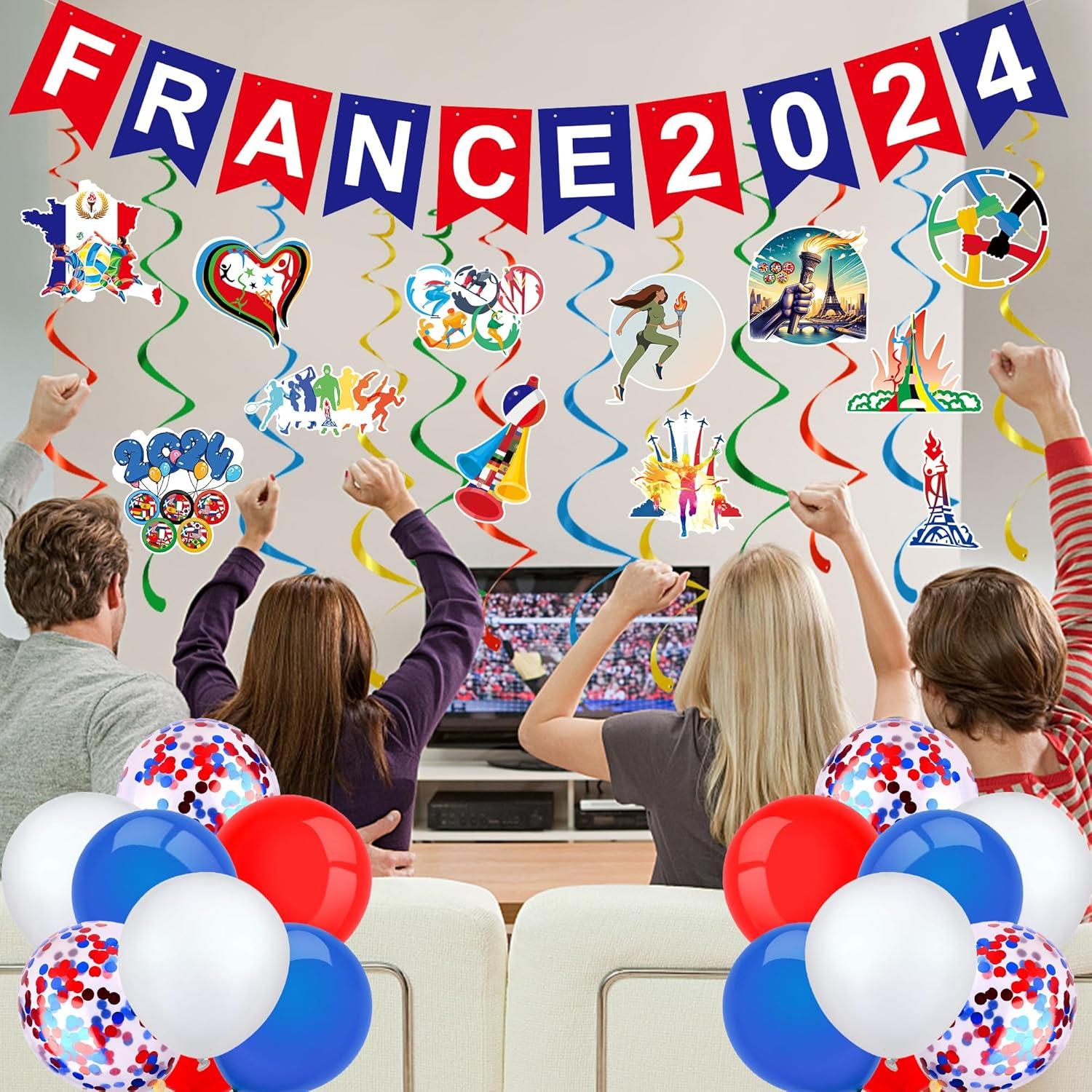 37 Stück Spiele 2024 Frankreich Dekorationen Banner Luftballons