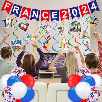37 Stück Spiele 2024 Frankreich Dekorationen Banner Luftballons
