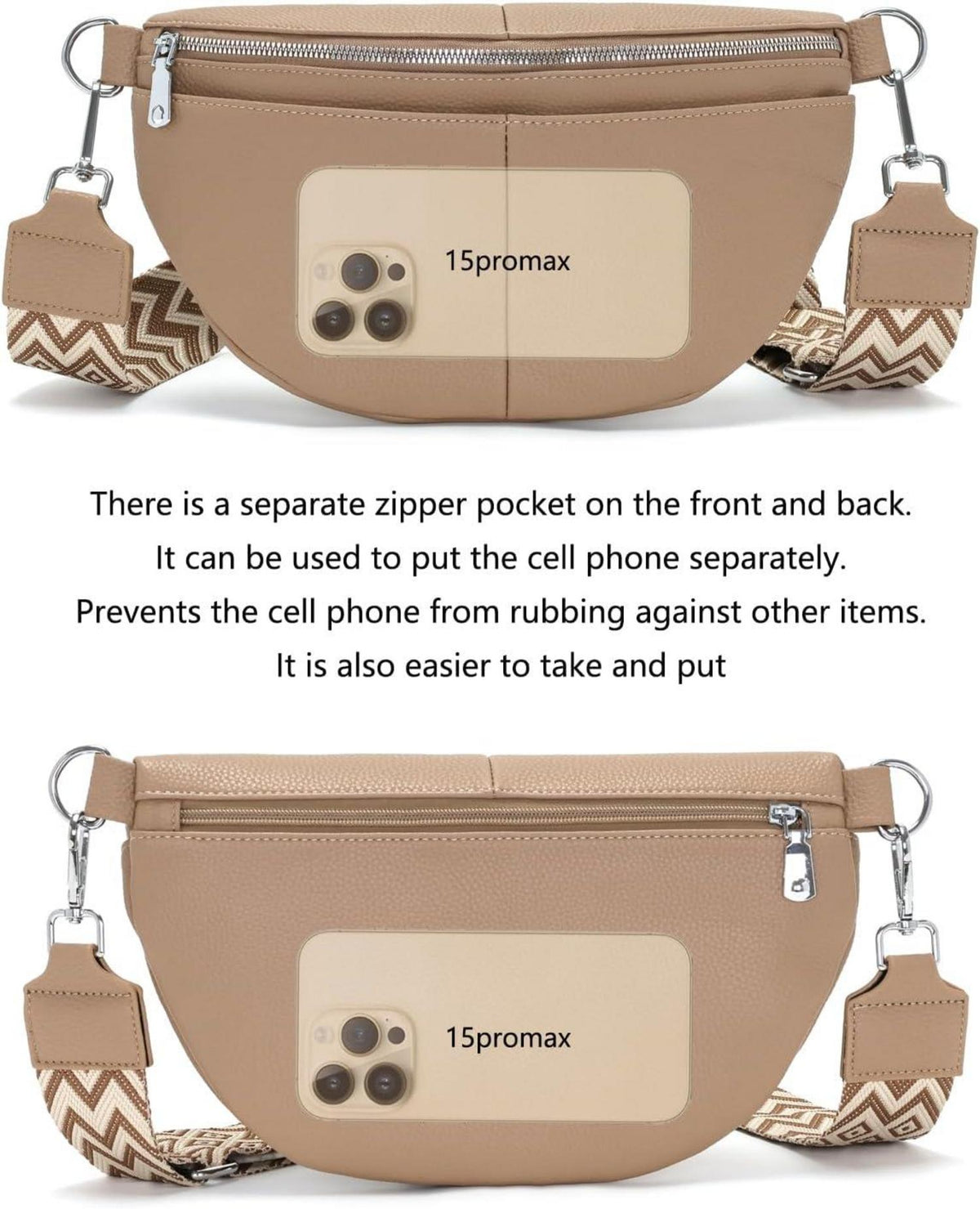 SOGYECS Bauchtasche Damen Khaki Crossbody Bag Leder 30CM