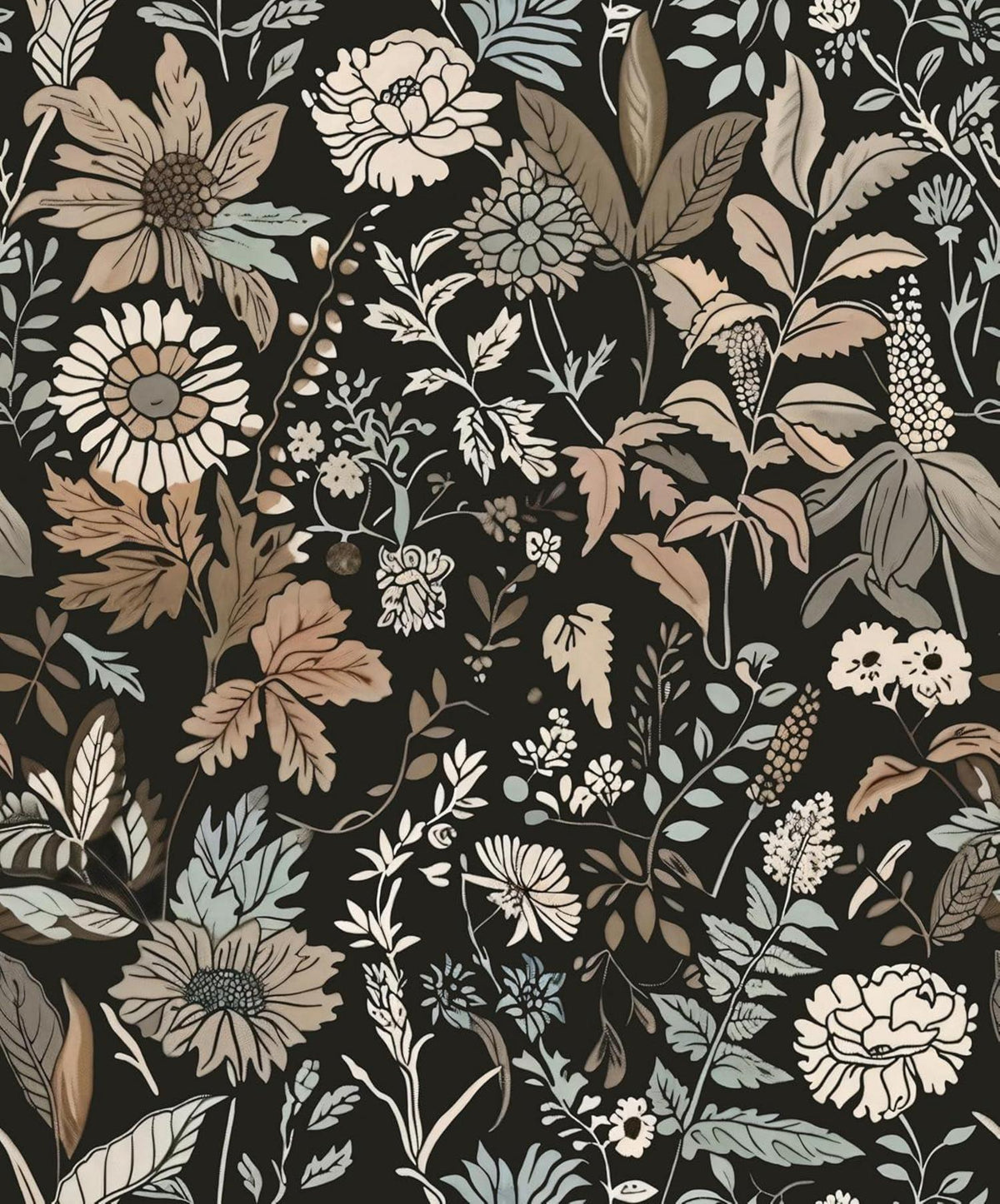 Selbstklebende Retro Blume Tapete Braun 44X1000cm