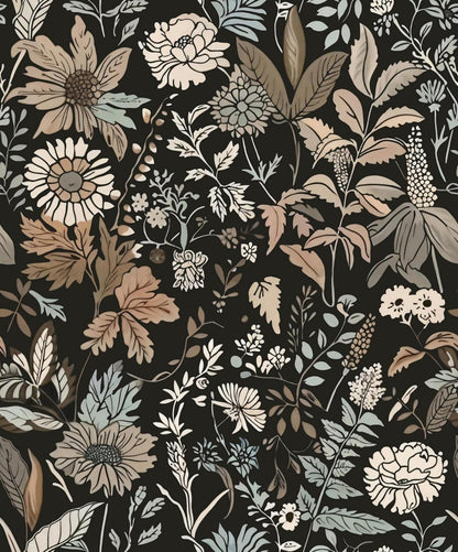 Selbstklebende Retro Blume Tapete Braun 44X1000cm