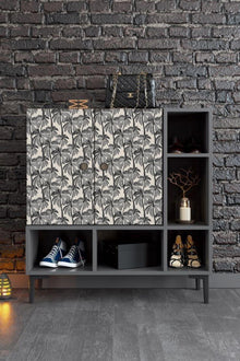 Selbstklebende Tapete Kokoswald Beige Schwarz 0.4W x 10L m