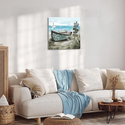 Strand Wanddekoration Poster Möwe Meer Boot Ozean Drucke 40x40cm