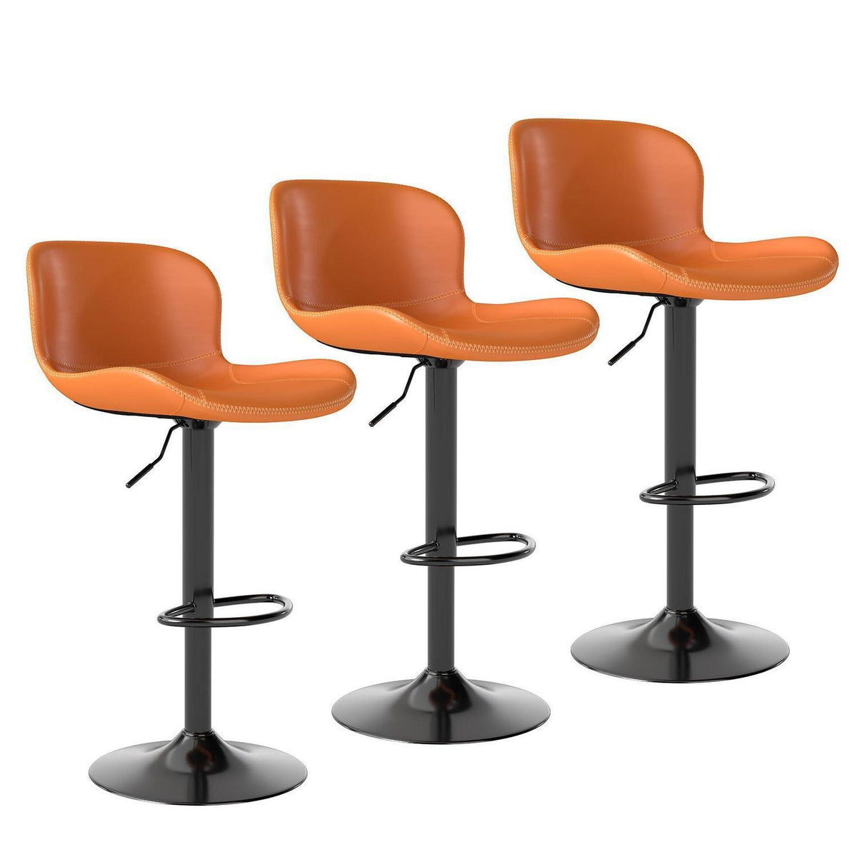 Verstellbarer Barhocker Set (3er) – Orange in Lederoptik