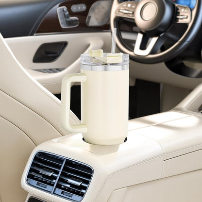 Thermobecher 1,2L Vakuumisoliert Trinkbecher Strohhalm Henkel Kaffeebecher
