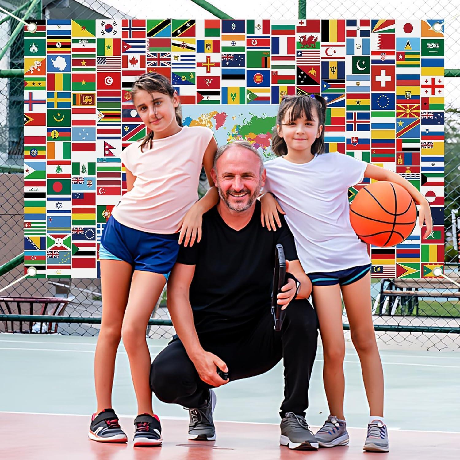 AFYHH 2024 Paris Flaggen Banner 100 Länder Weltkarte Olym Sommerspiele