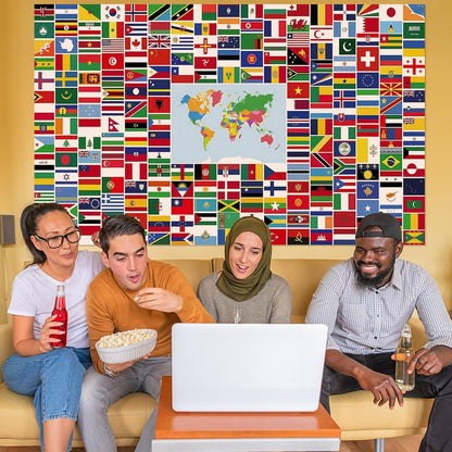 AFYHH 2024 Paris Flaggen Banner 100 Länder Weltkarte Olym Sommerspiele