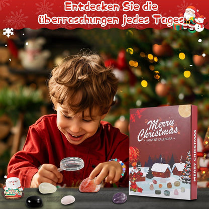 Adventskalender 2024 für Kinder mit 24 Kristall, Edelsteinen & Mineralien