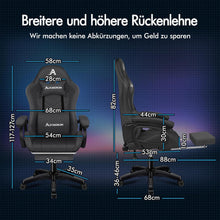 ALFORDSON Gaming-Stuhl LED-RGB-Massage Lordose Fußstütze