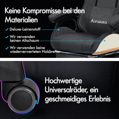 Gaming-Stuhl LED-Racing 12-Farbiger RGB Massage Lordosenstütze
