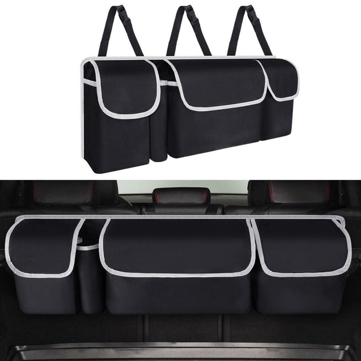 Faltbare Auto Aufbewahrungstasche mit 4 Taschen & Verstellriemen