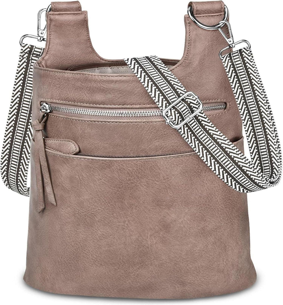 Stylische PU Leder Umhängetasche mit Mehreren Fächern und