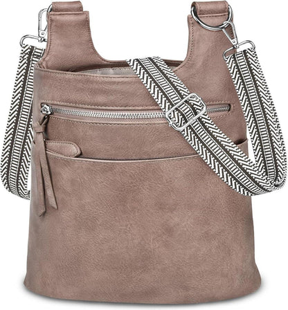 Stylische PU Leder Umhängetasche mit Mehreren Fächern und