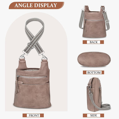 TEUEN Damen Umhängetasche Mittelgroß Stylisch PU Leder Crossbody Handtasche