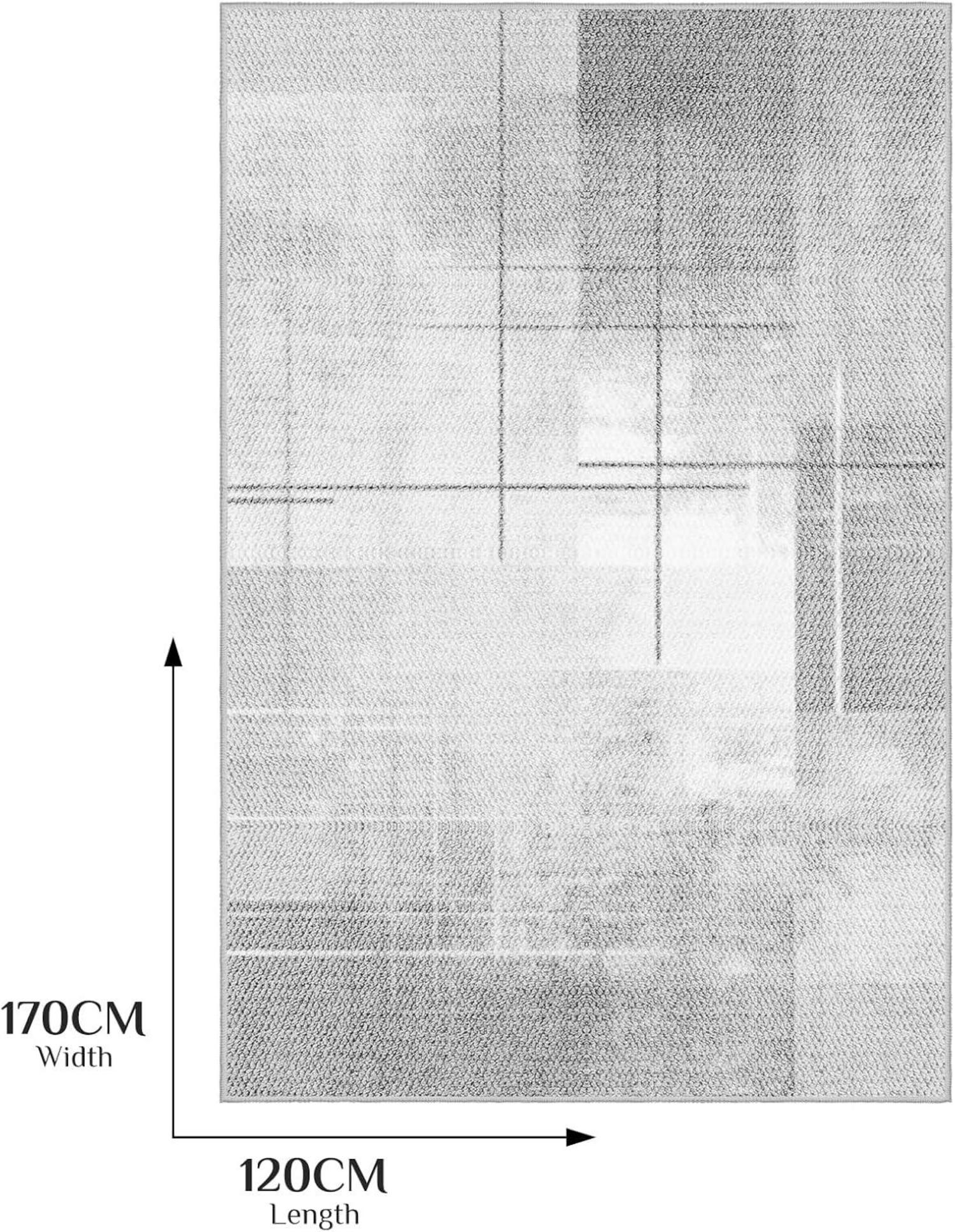 Teppich Modern 120x170 Wollweiß Streifen Design Anti-Rutsch