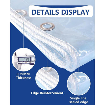 Transparente PVC Plane mit Ösen 3x3m Wasserdicht 420g/m²