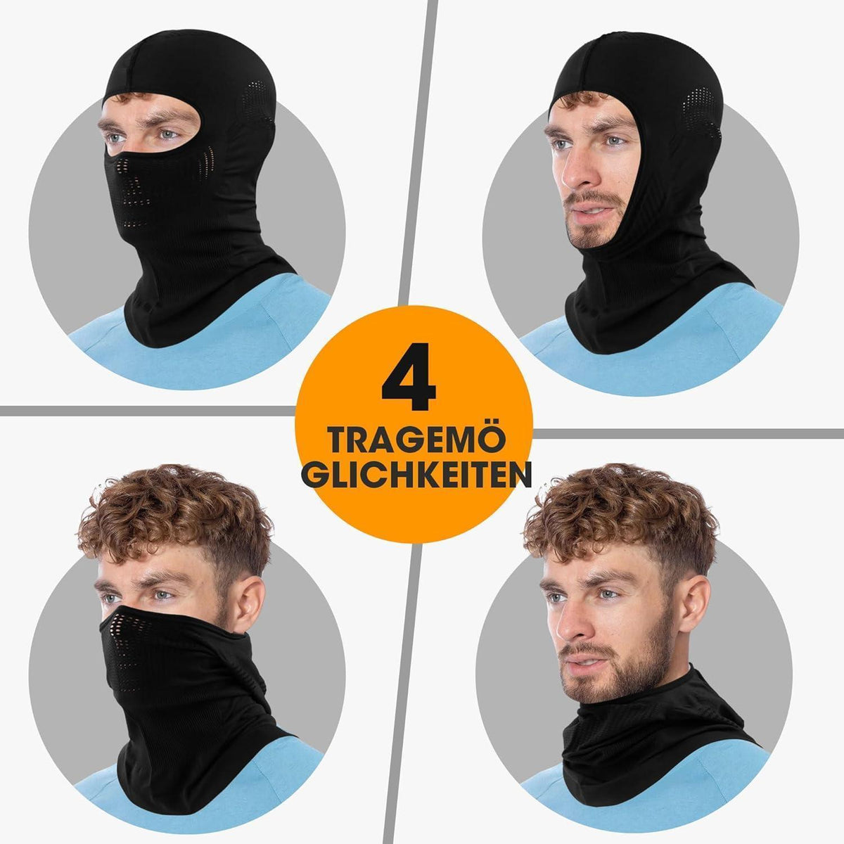 Sturmhaube Motorrad Sommer Atmungsaktiv Balaclava Schwarz