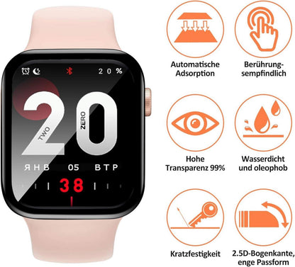 2 Stück Panzerglas Apple Watch 7/8/9 41mm Schutzfolie 9H HD