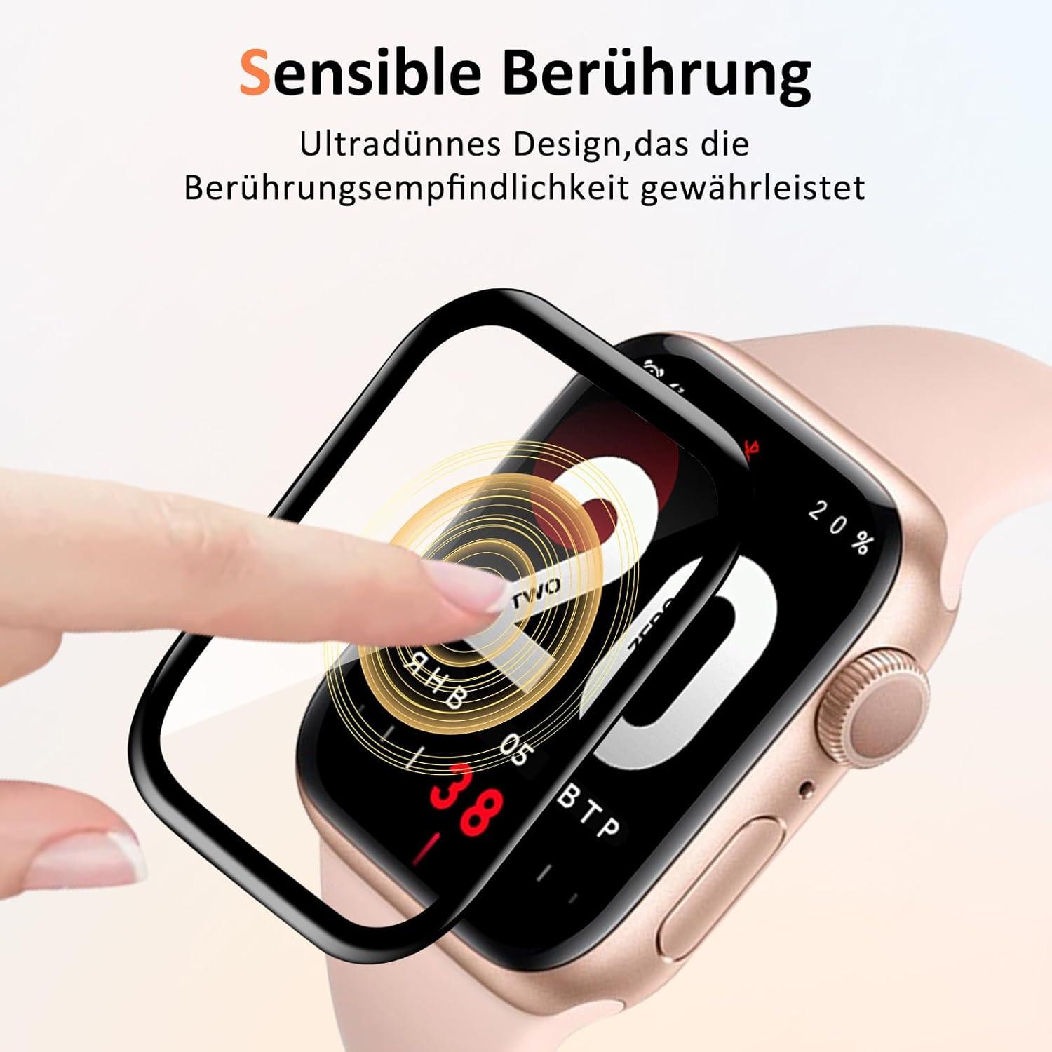 2er Set Panzerglas für Apple Watch 7/8/9 41mm - HD 9H Schutzfolie