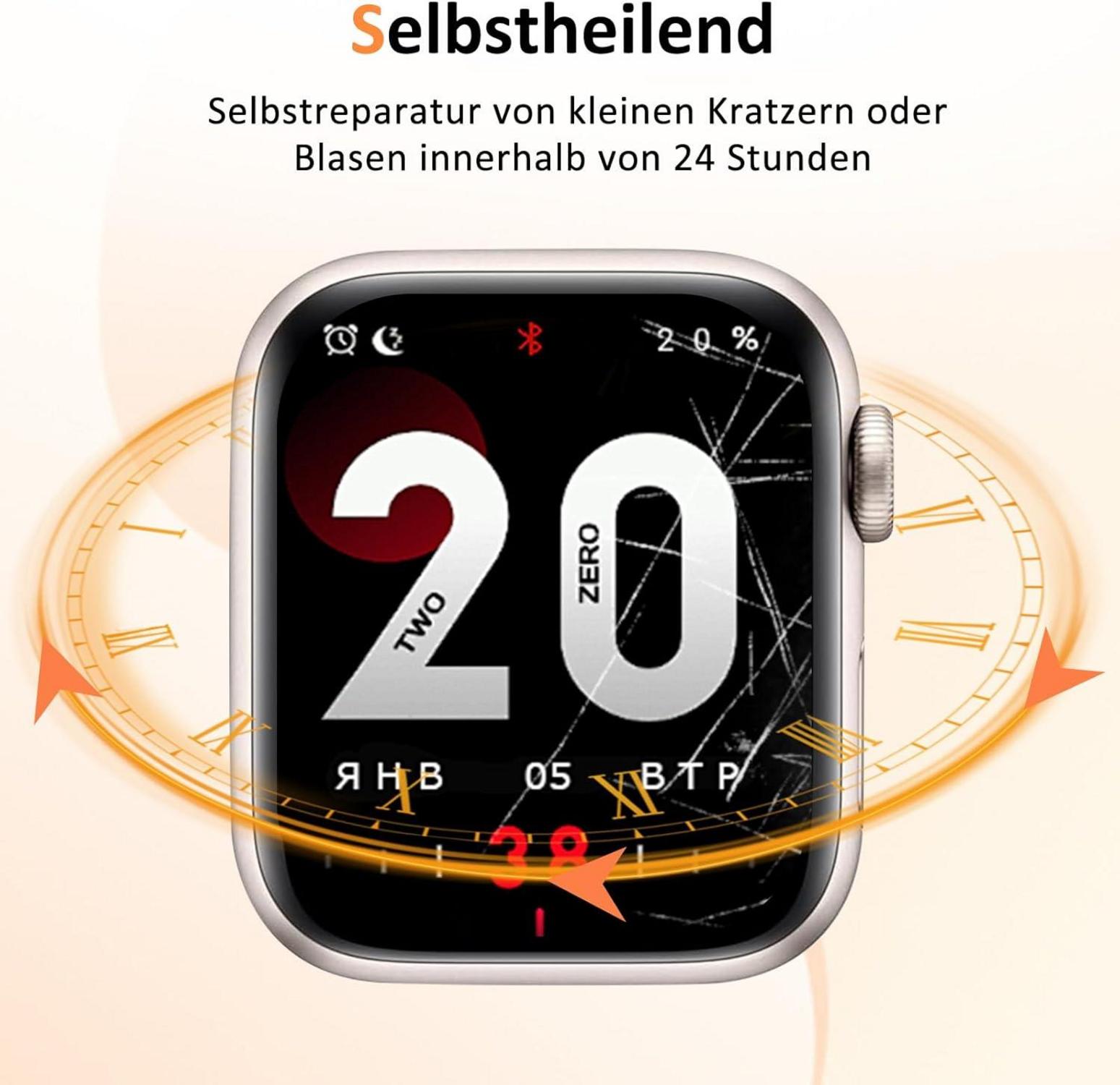 2er Set Panzerglas Apple Watch 7/8/9 41mm HD Kratzfest 9H Härte