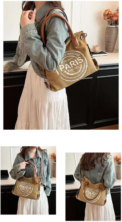 Canvas Handtasche Damen Umhängetasche Schultertasche Braun