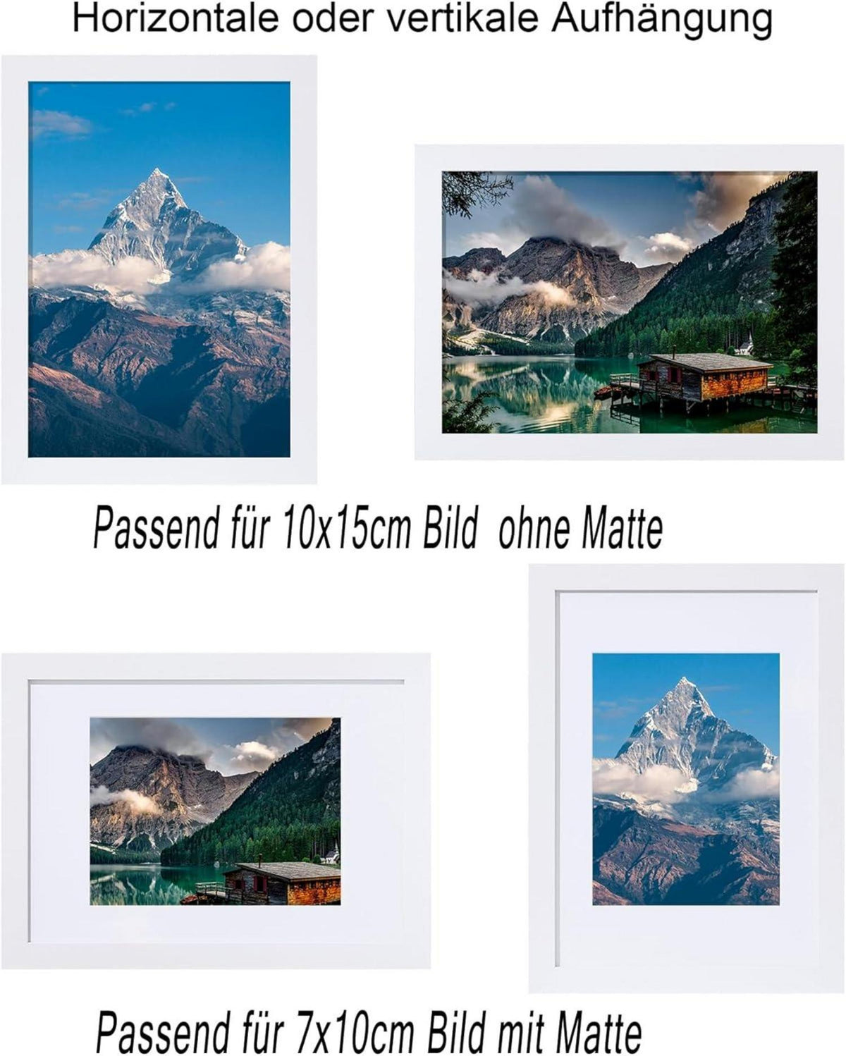 Bilderrahmen 10x15 cm 12er Set Fotorahmen Passepartout Holzrahmen