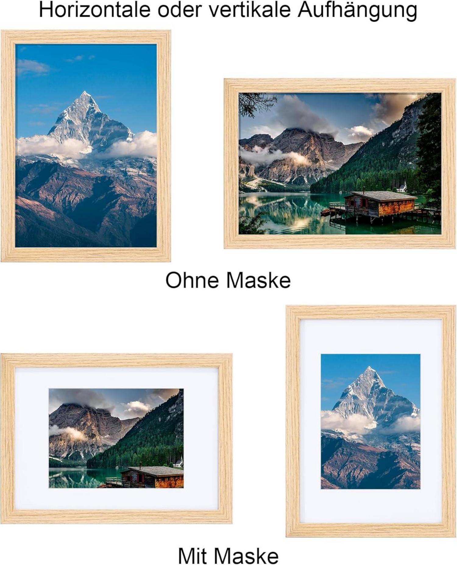 Bilderrahmen Set 15x20 cm Passepartout Holz Acrylglas 12er Decor
