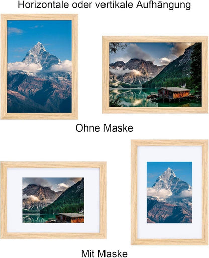 Bilderrahmen Set 15x20 cm Passepartout Holz Acrylglas 12er Decor