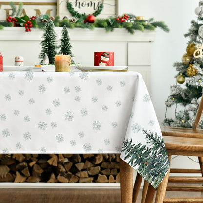 Weihnachts Tischdecke Schneeflocken 140x220 cm - Beige