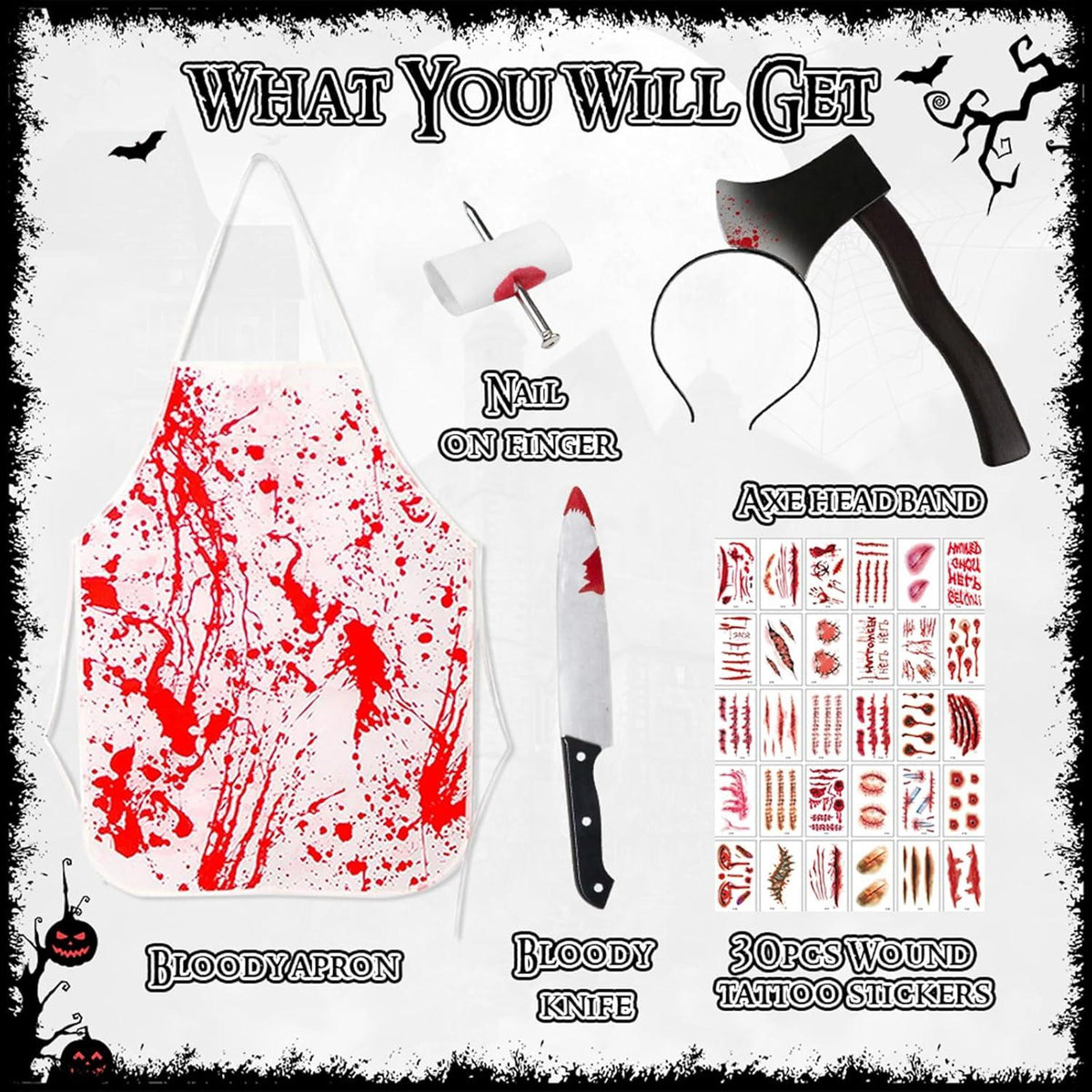 Metzger Kostüm Halloween 5-teilig Damen/Herren Horror
