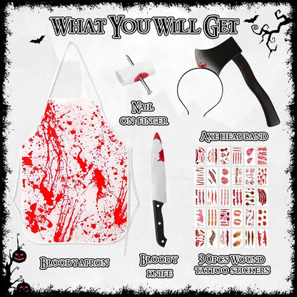 Metzger Kostüm Halloween 5-teilig Damen/Herren Horror