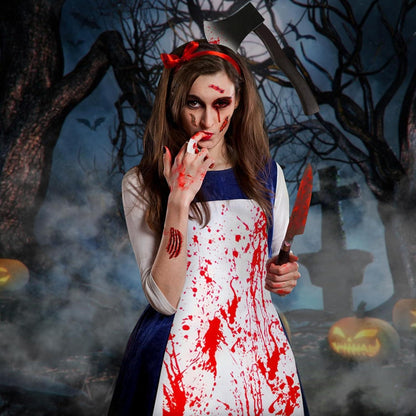 Horror Metzger Kostüm Halloween Schürze Messer Narben Blut