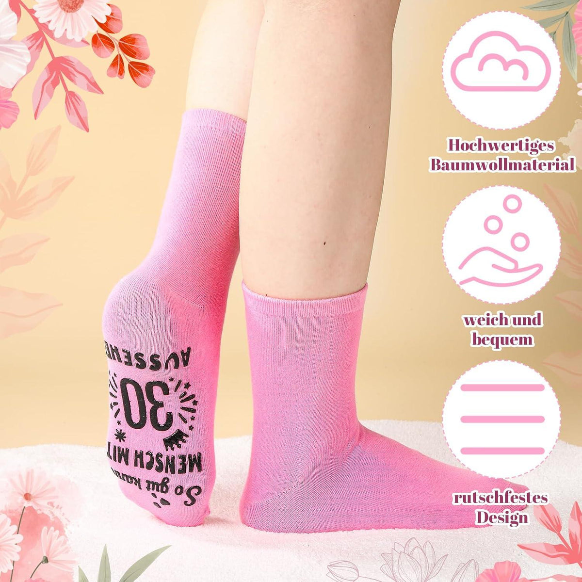 Yamitora Geburtstag Socken Frauen Baumwolle Wadenmitte 30. Geburtstag