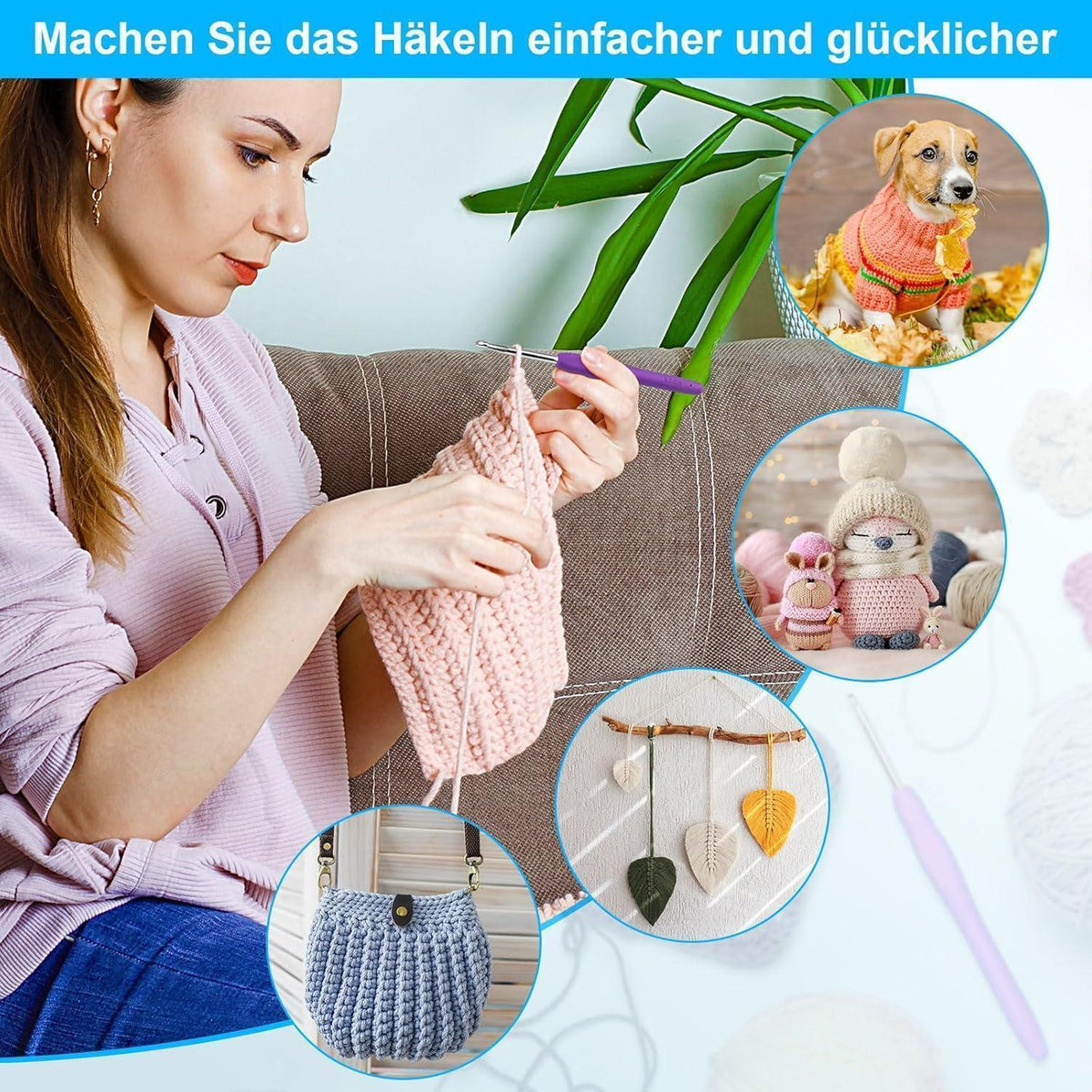 Häkelnadel Set 53-teilig für Anfänger & Profis