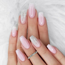 Rosa Glitzer Eckige Press On Nails – 24 Stück Künstliche Nägel