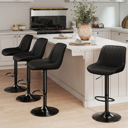 Drehbare Barhocker Set 2 Schwarz, Höhenverstellbar & Komfortabel