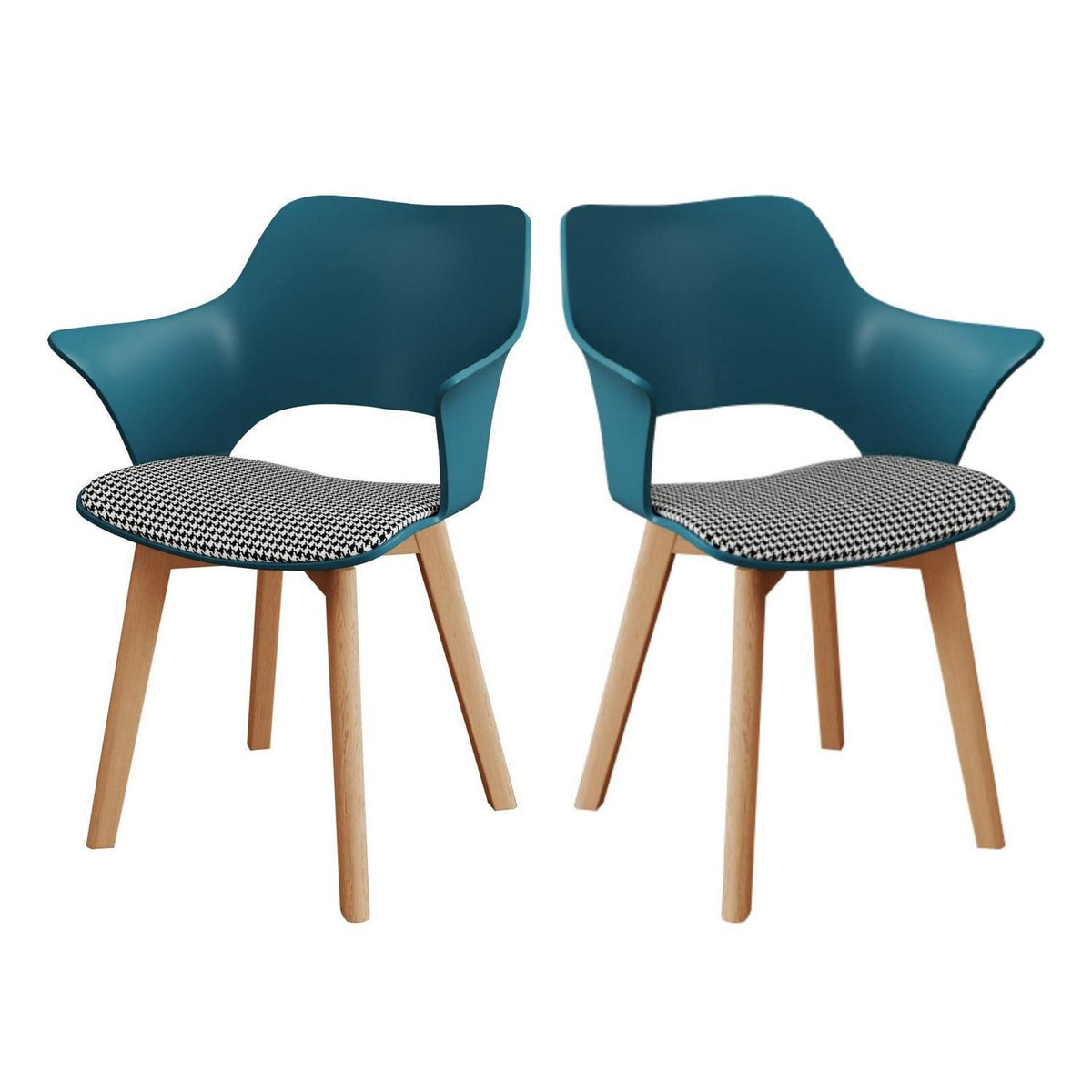2er-Set Esszimmerstühle Modern Nordic Blau Gepolstert
